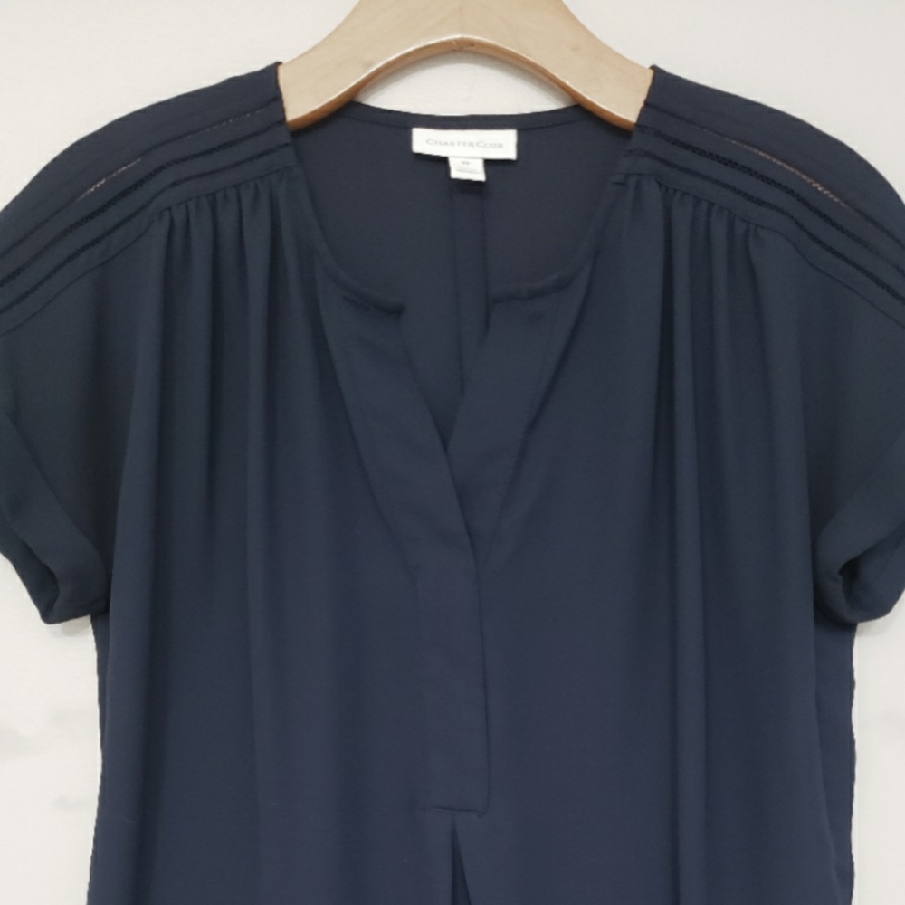 Charter Club Petite Split-Neck Top - Picture 3 of 6